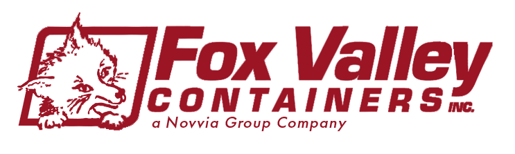 Logo of Fox Valley Containers, Inc. features a red outline of a fox's head beside the company name in bold red text. Below, it reads "a Novvia Group Company.